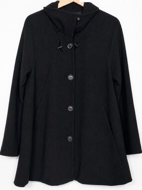 HOVMAN Black Double Cloth Wool Swing Coat EU 42 US 6